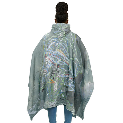 Silver Star, British Columbia Ski Resort Map Flannel Blanket Poncho