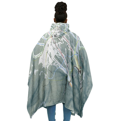 Mt Spokane, Washington Ski Resort Map Flannel Blanket Poncho
