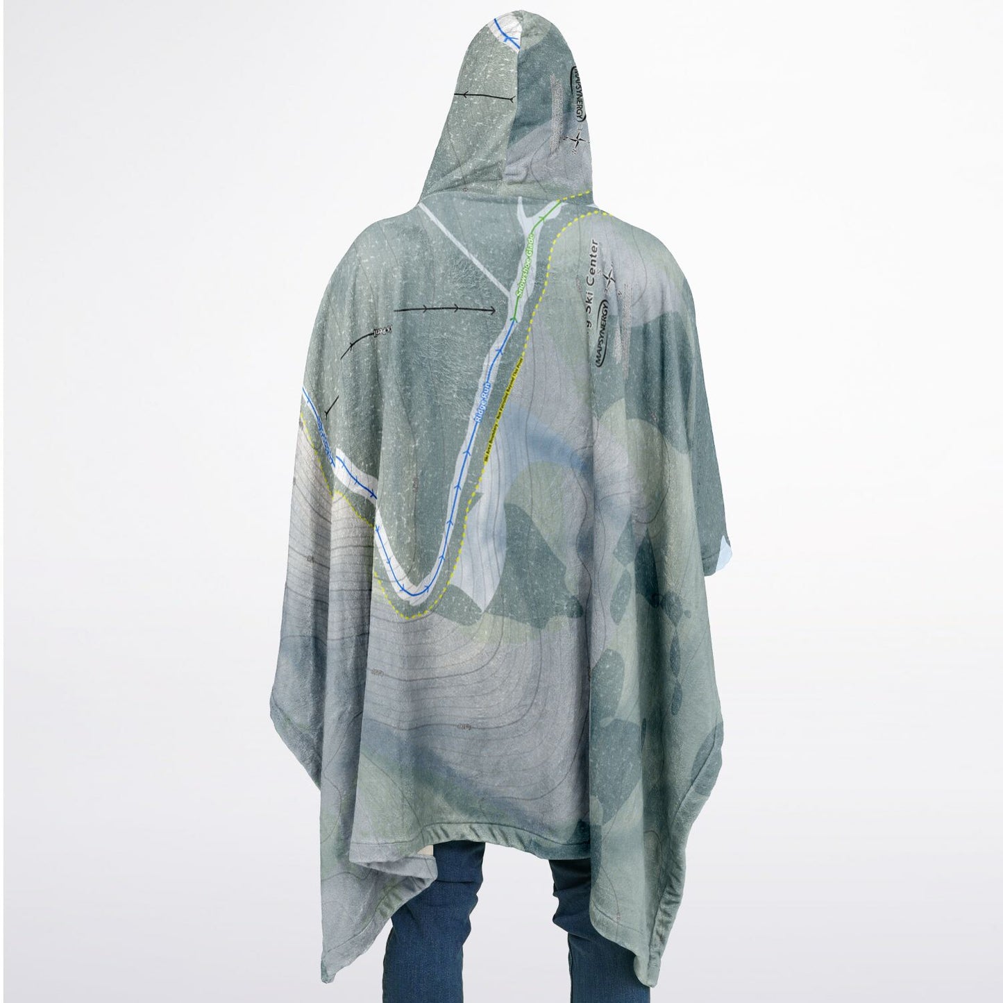 Hickory Ski Center, New York Ski Resort Map Flannel Blanket Poncho