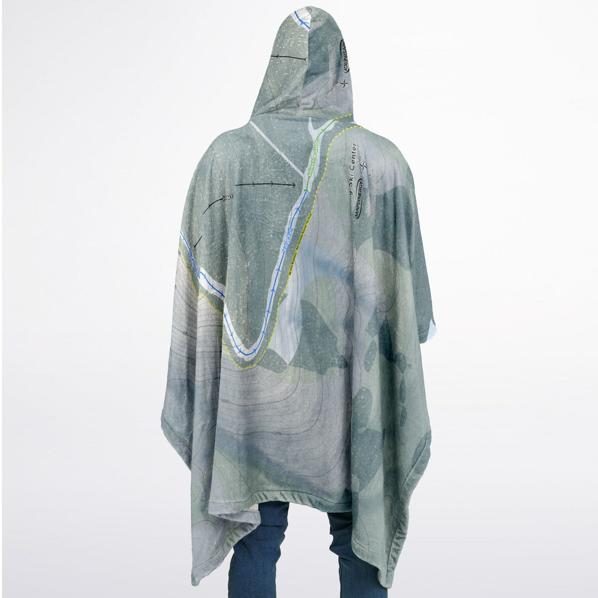 Hickory Ski Center, New York Ski Resort Map Flannel Blanket Poncho