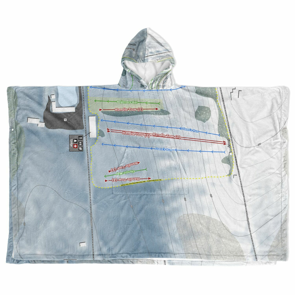 Brantling, New York Ski Resort Map Flannel Blanket Poncho