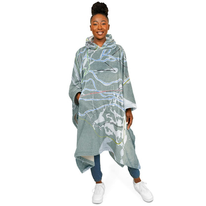Lost Trail, Montana Ski Resort Map Flannel Blanket Poncho