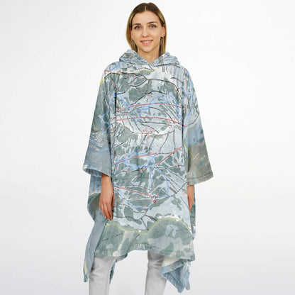 Little Cottonwood Canyon, Utah Ski Resort Map Flannel Blanket Poncho