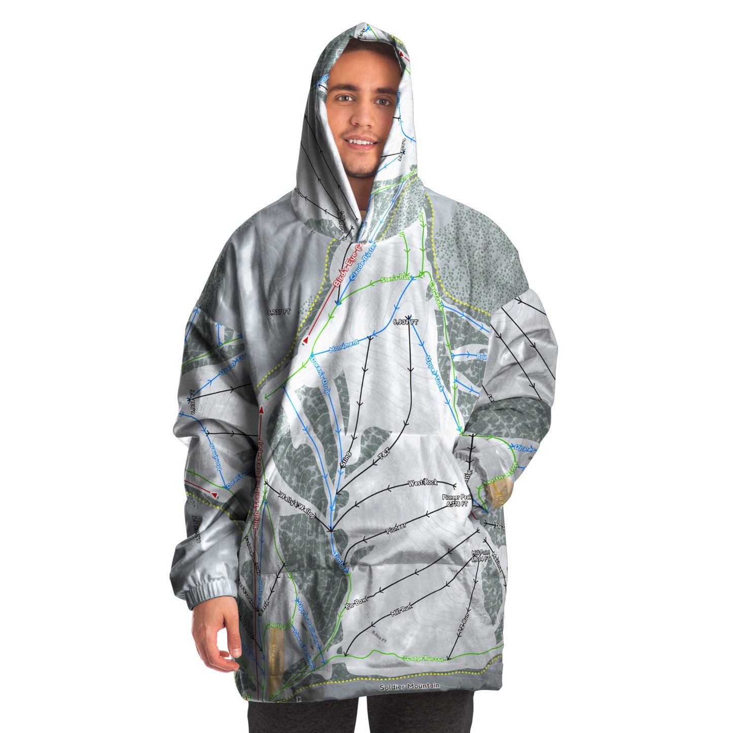 Soldier Mountain, Idaho Ski Trail Map - Snug Hoodie