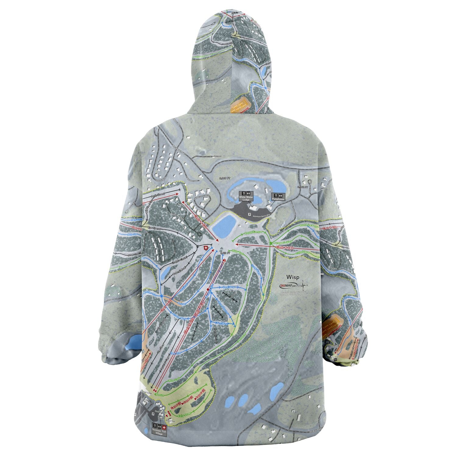 Wisp, Maryland Ski Trail Map - Snug Hoodie - Powderaddicts