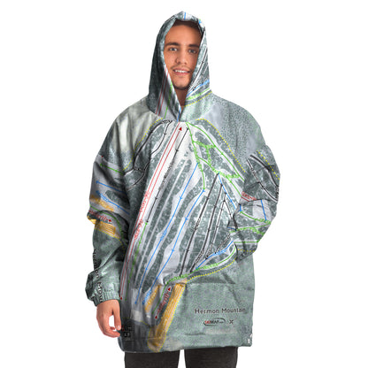 Hermon Mountain, Maine Ski Trail Map - Snug Hoodie - Powderaddicts