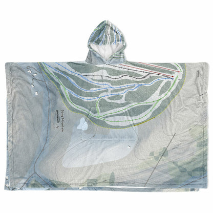 Song Mountain, New York Ski Resort Map Flannel Blanket Poncho