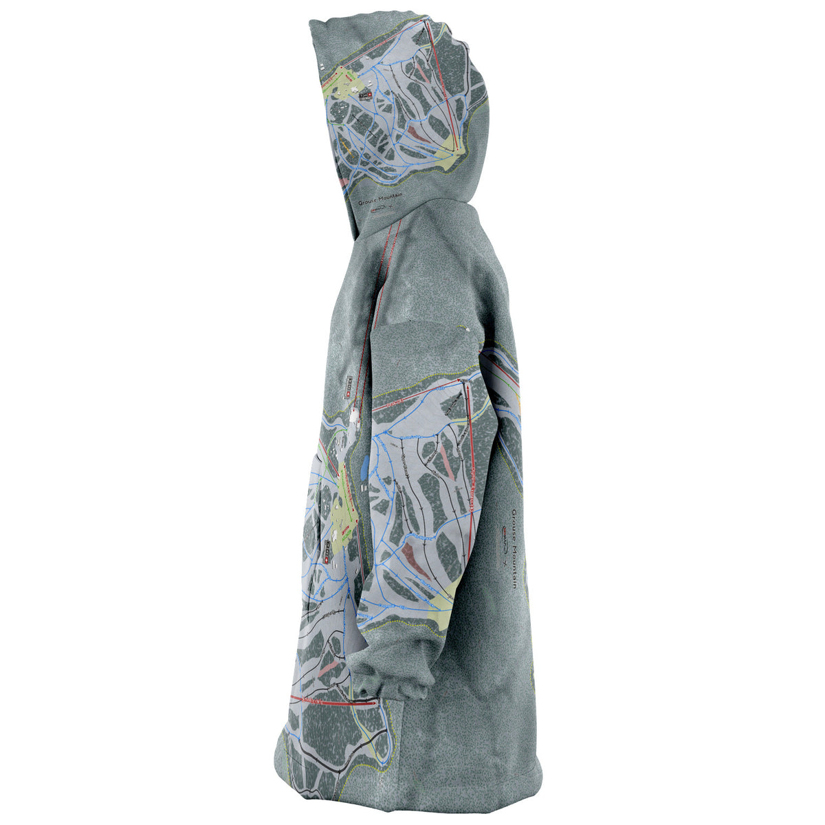 Grouse Mountain, British Columbia Ski Trail Map Snug Hoodie