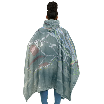 Murray Ridge, British Columbia Ski Resort Map Flannel Blanket Poncho