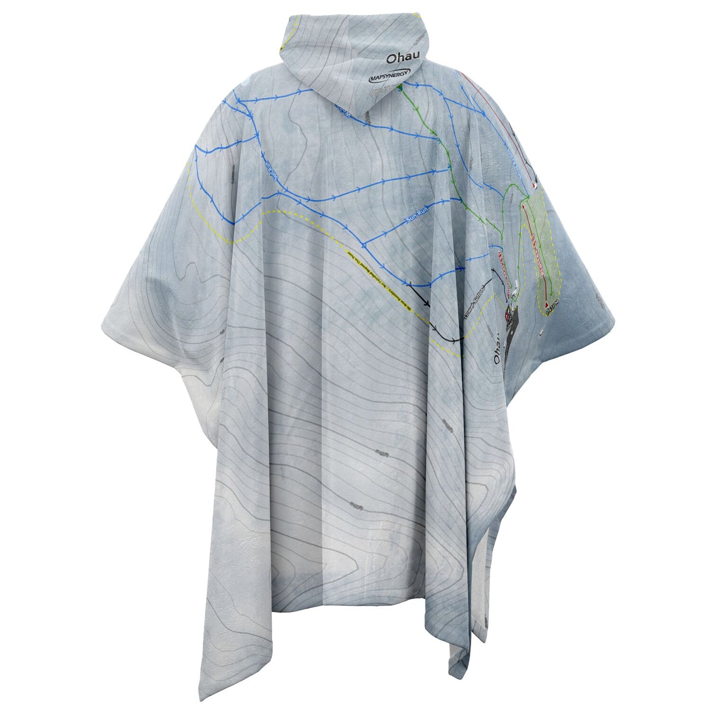 Ohau, New Zealand Ski Resort Map Flannel Blanket Poncho - Powderaddicts