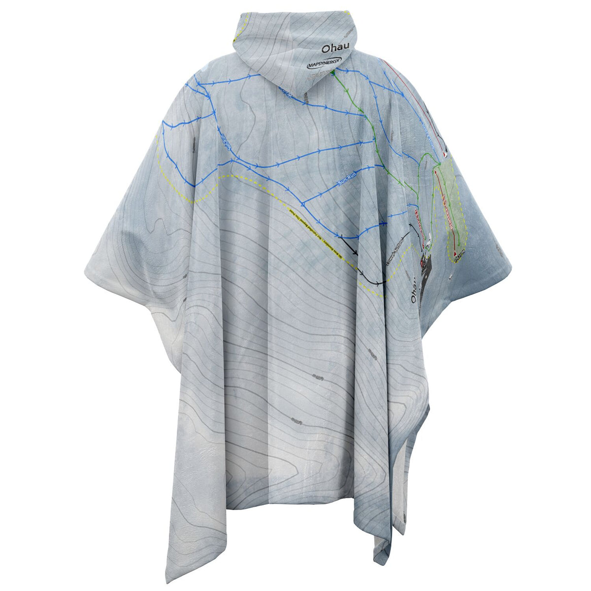 Ohau, New Zealand Ski Resort Map Flannel Blanket Poncho