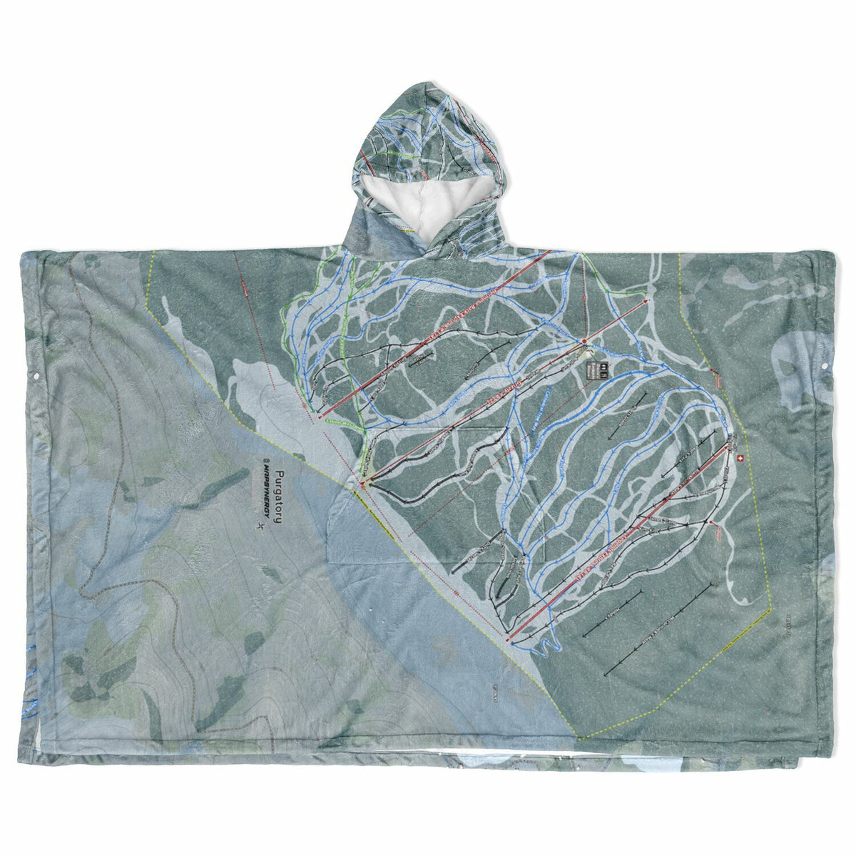 Purgatory, Colorado Ski Resort Map Flannel Blanket Poncho