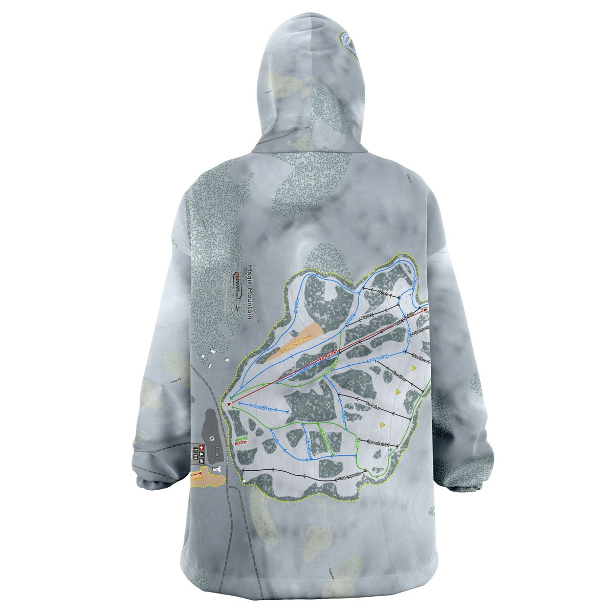 Magic Mountain, Idaho Ski Trail Map Snug Hoodie