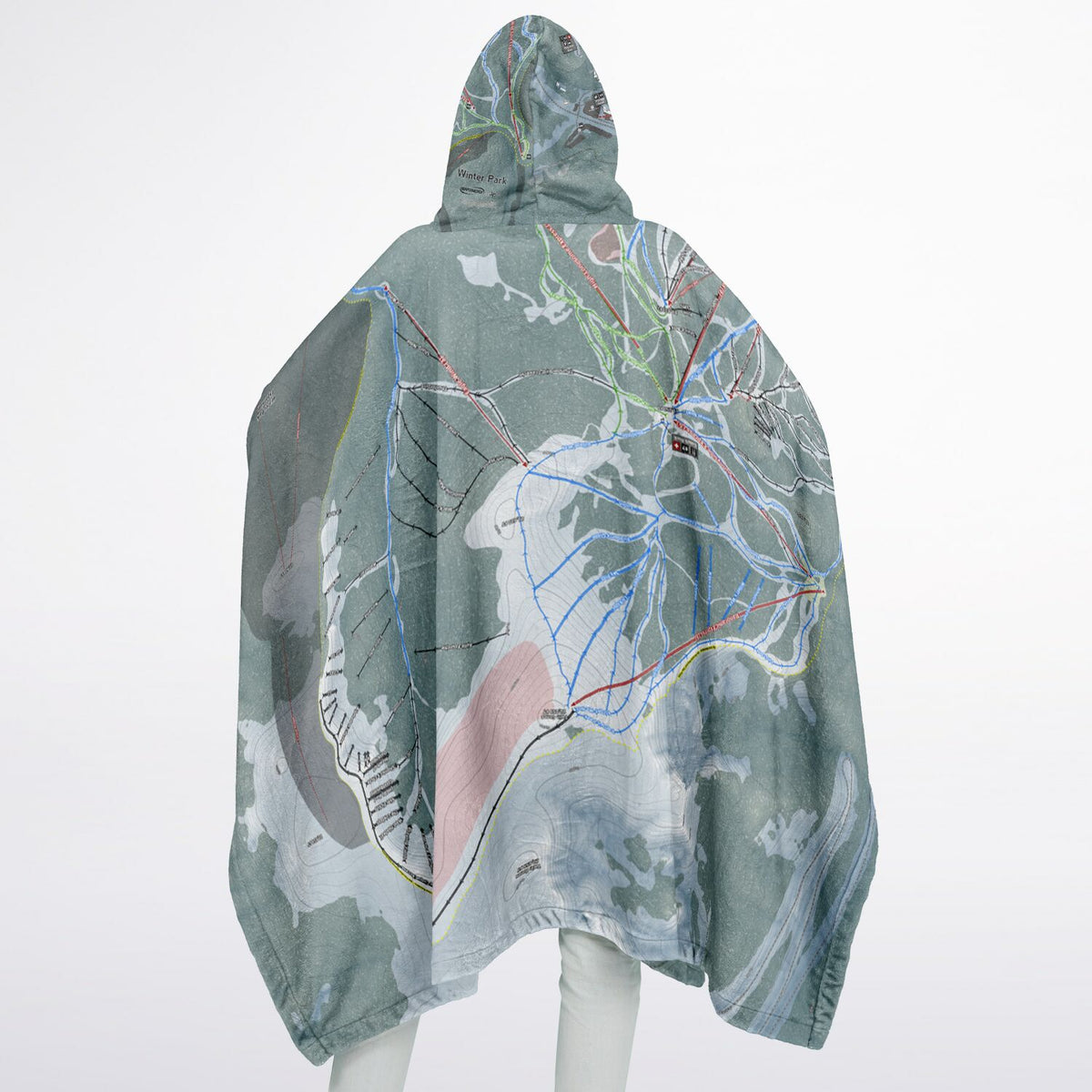Winter Park, Colorado Ski Resort Map Flannel Blanket Poncho