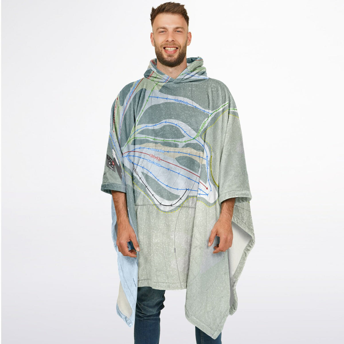 Kinosoo Ridge, Alberta Ski Resort Map Flannel Blanket Poncho