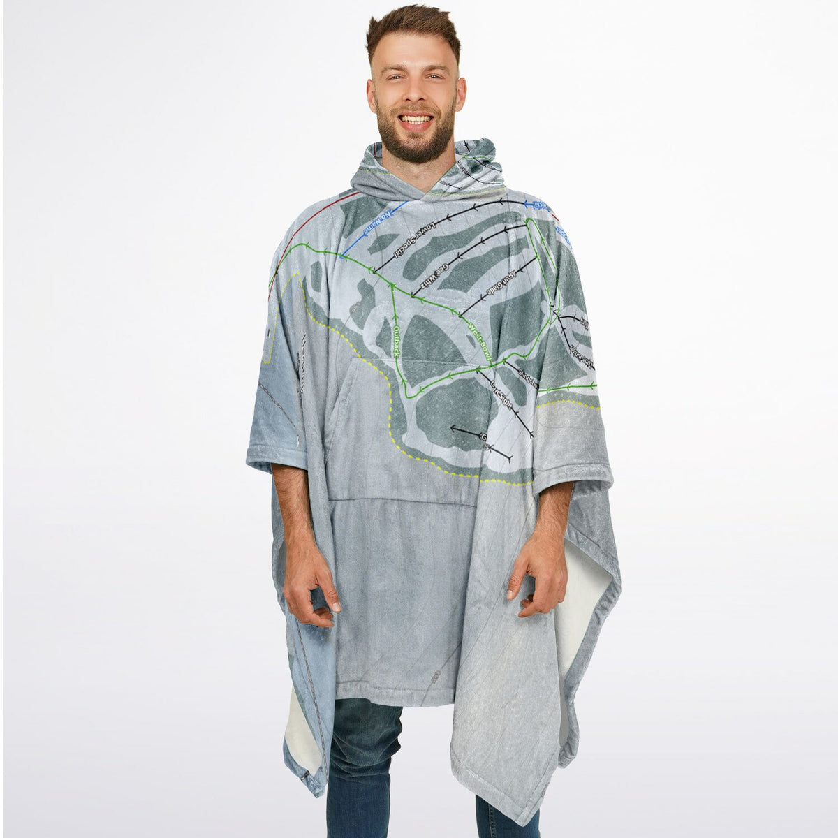 Hesperus, Colorado Ski Resort Map Flannel Blanket Poncho