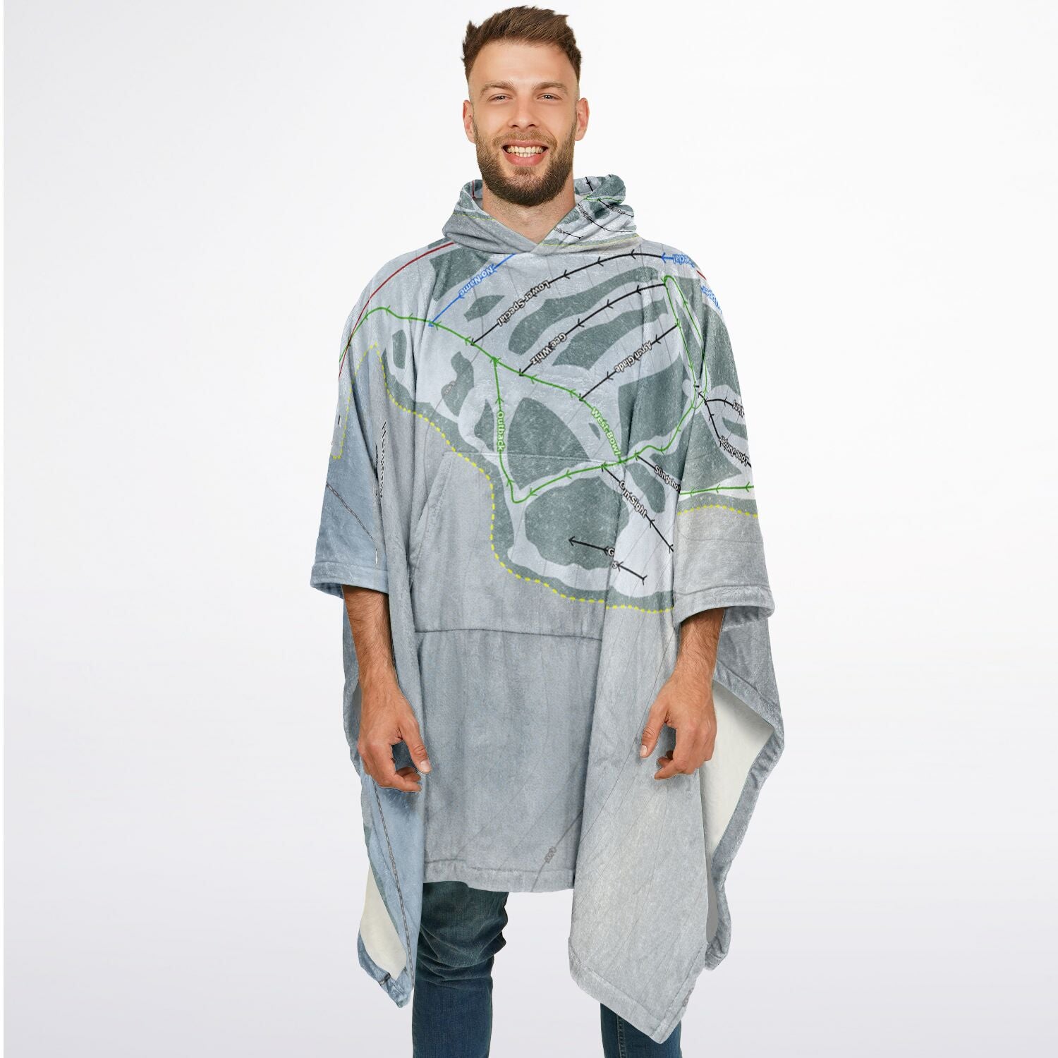 Hesperus, Colorado Ski Resort Map Flannel Blanket Poncho