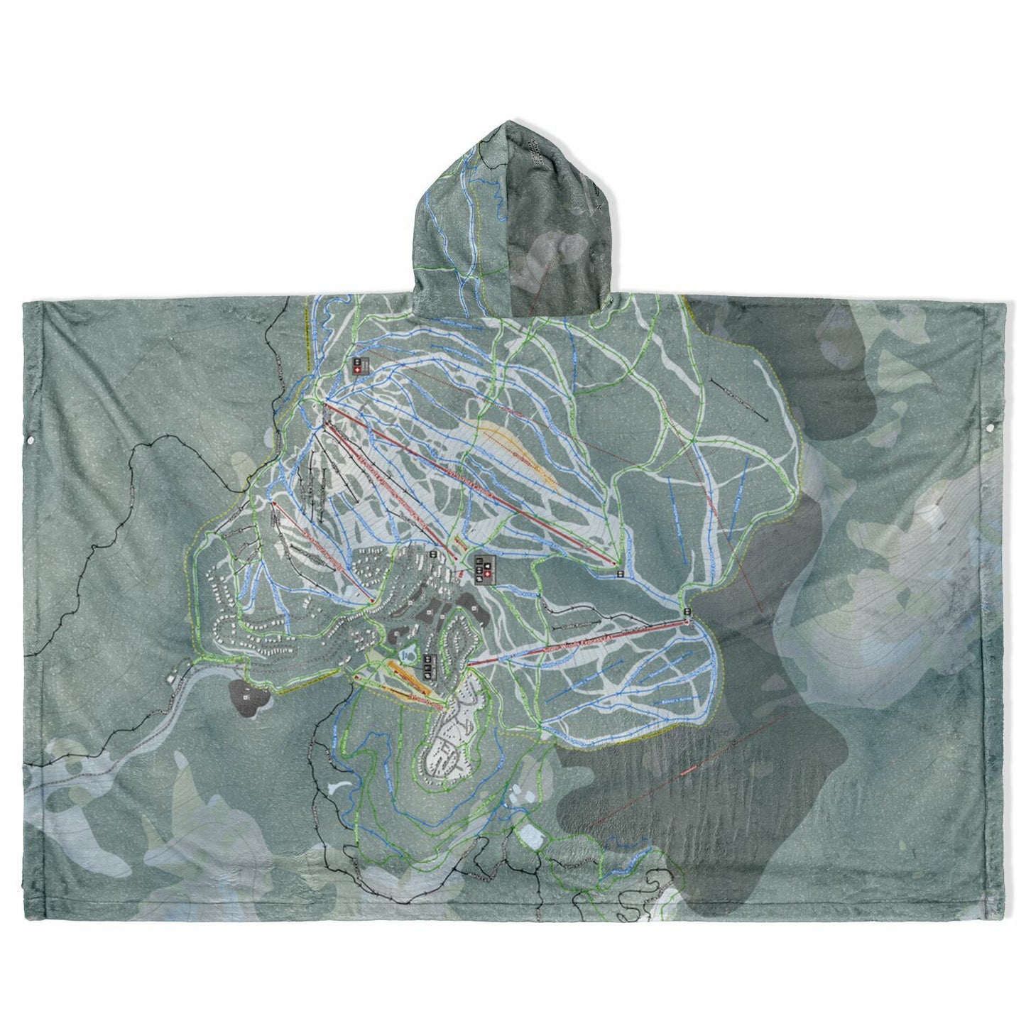 SilverStar, British Columbia Ski Resort Map Flannel Blanket Poncho
