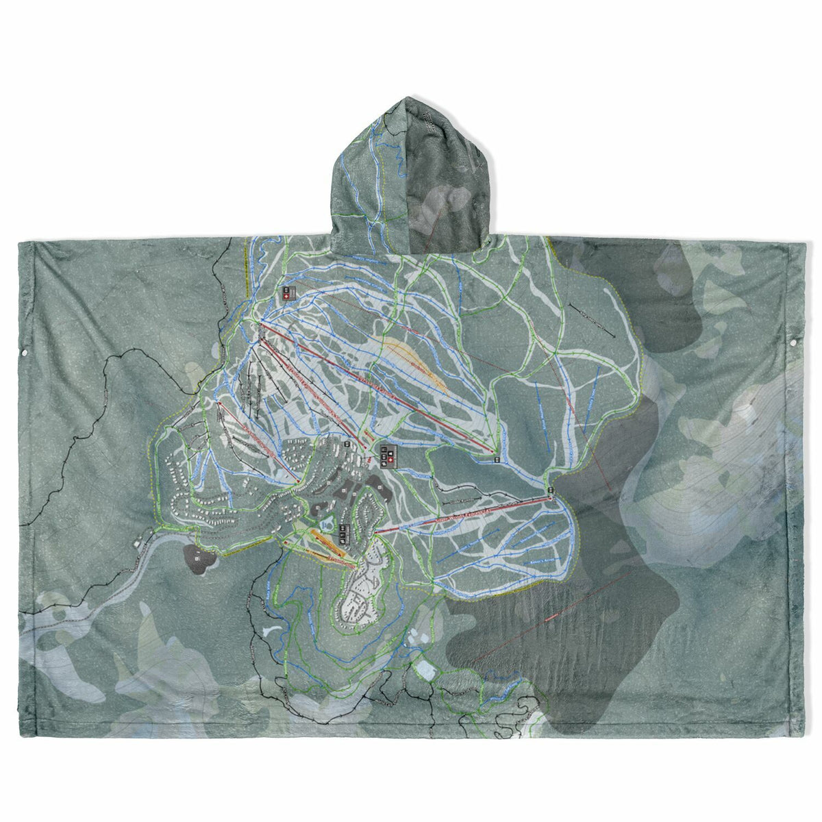 SilverStar, British Columbia Ski Resort Map Flannel Blanket Poncho