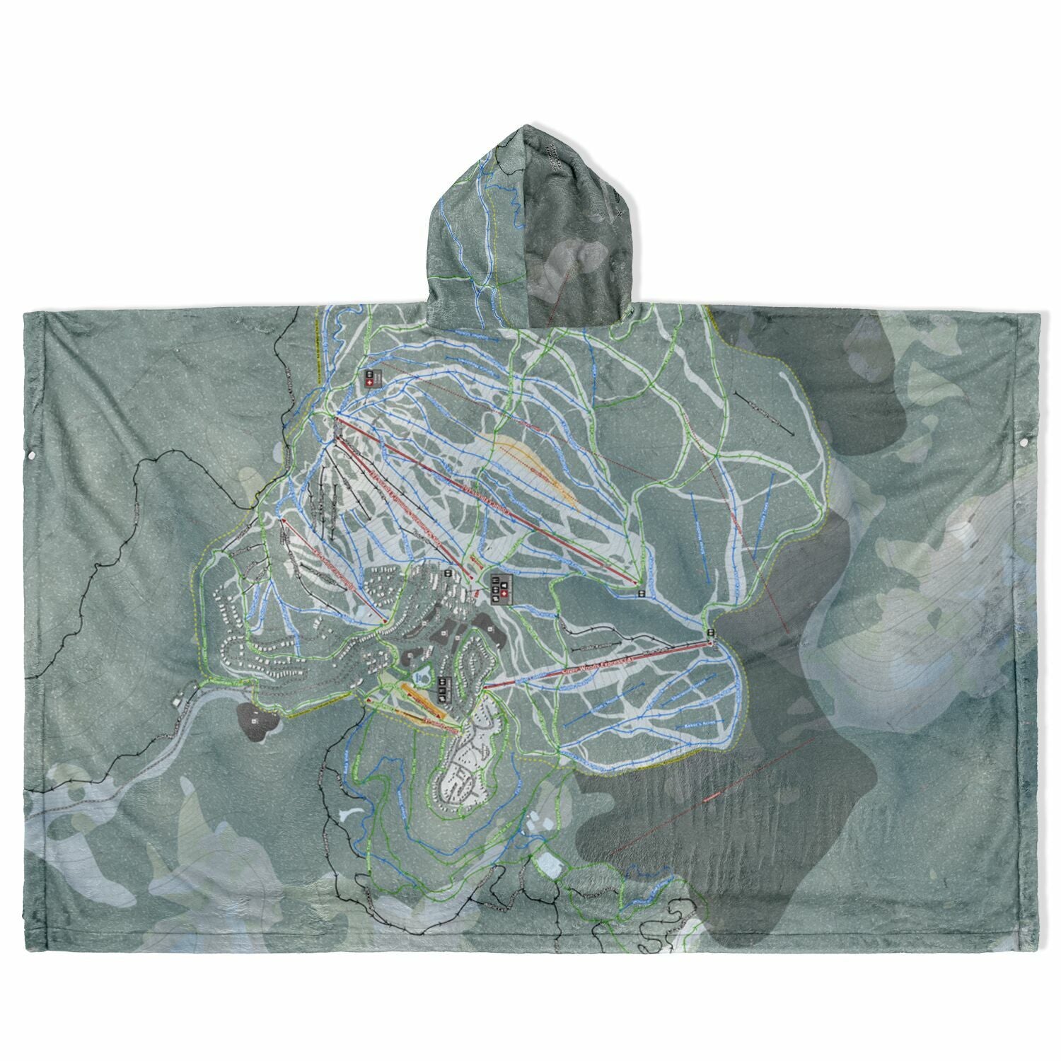 SilverStar, British Columbia Ski Resort Map Flannel Blanket Poncho