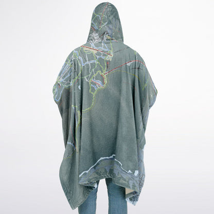 Revelstoke, British Columbia Ski Resort Map Flannel Blanket Poncho
