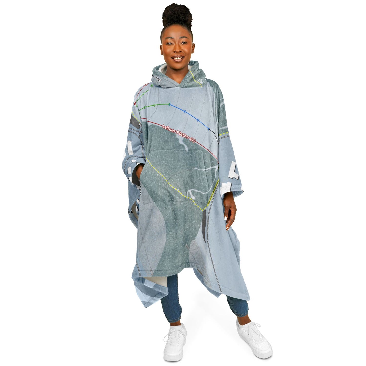 Chapman Hill, Colorado Ski Resort Map Flannel Blanket Poncho