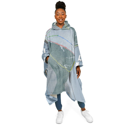 Chapman Hill, Colorado Ski Resort Map Flannel Blanket Poncho