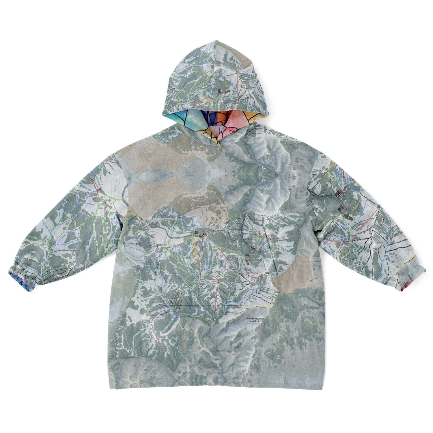 Powder Mountain, Utah Ski Resort Map Youth Reversible Snug Hoodie