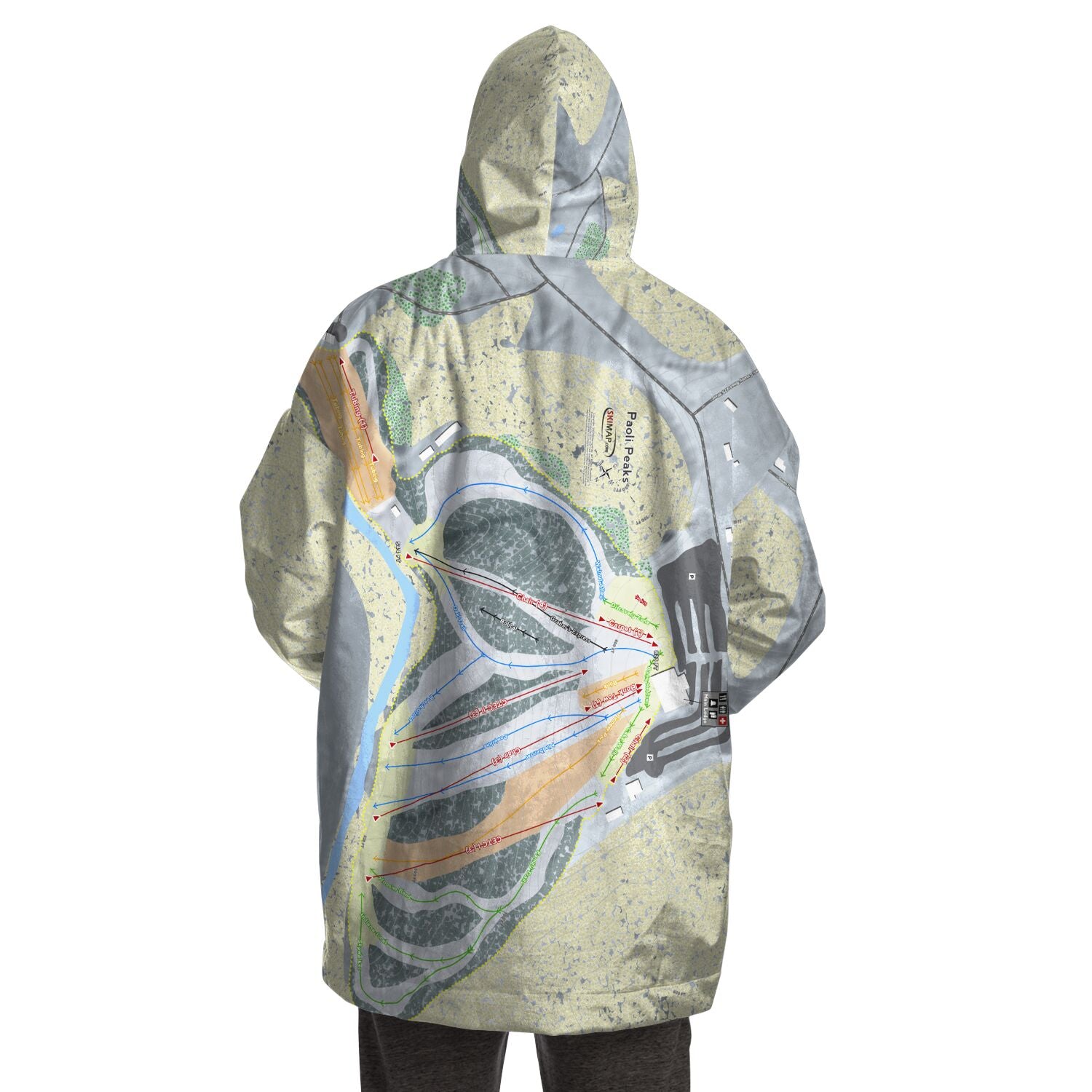 Paoli Peaks, Indiana Ski Trail Map - Snug Hoodie - Powderaddicts