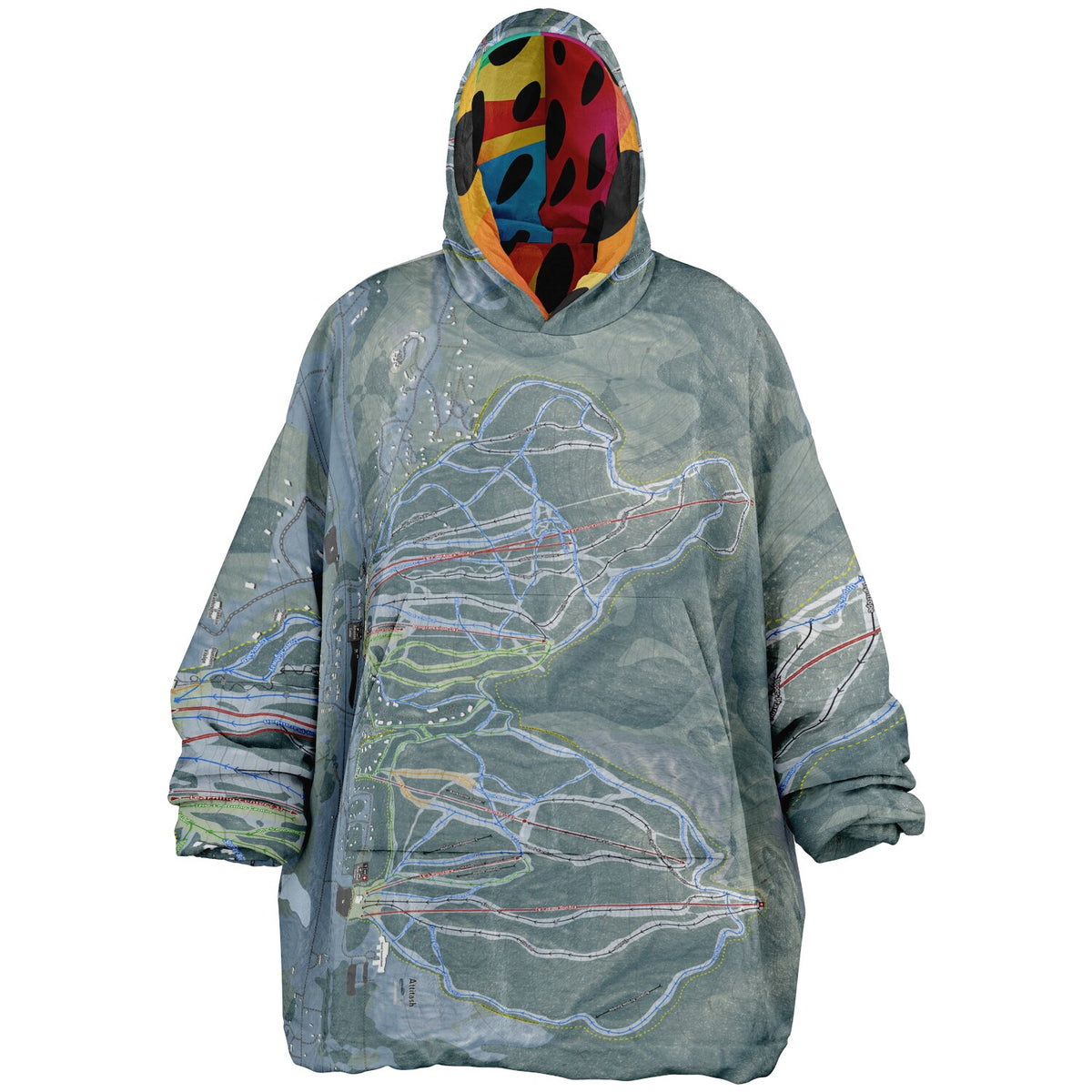 Attitash Mountain, New Hampshire Ski Resort Map Reversible Snug Hoodie