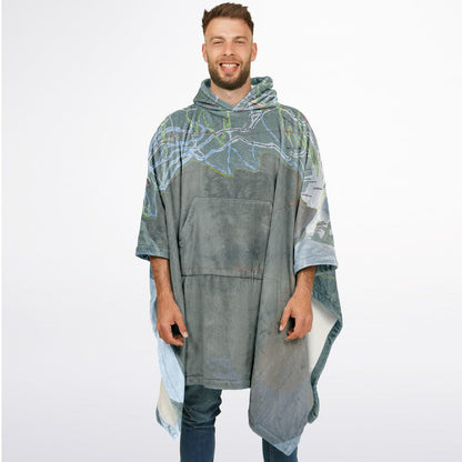 Revelstoke, British Columbia Ski Resort Map Flannel Blanket Poncho