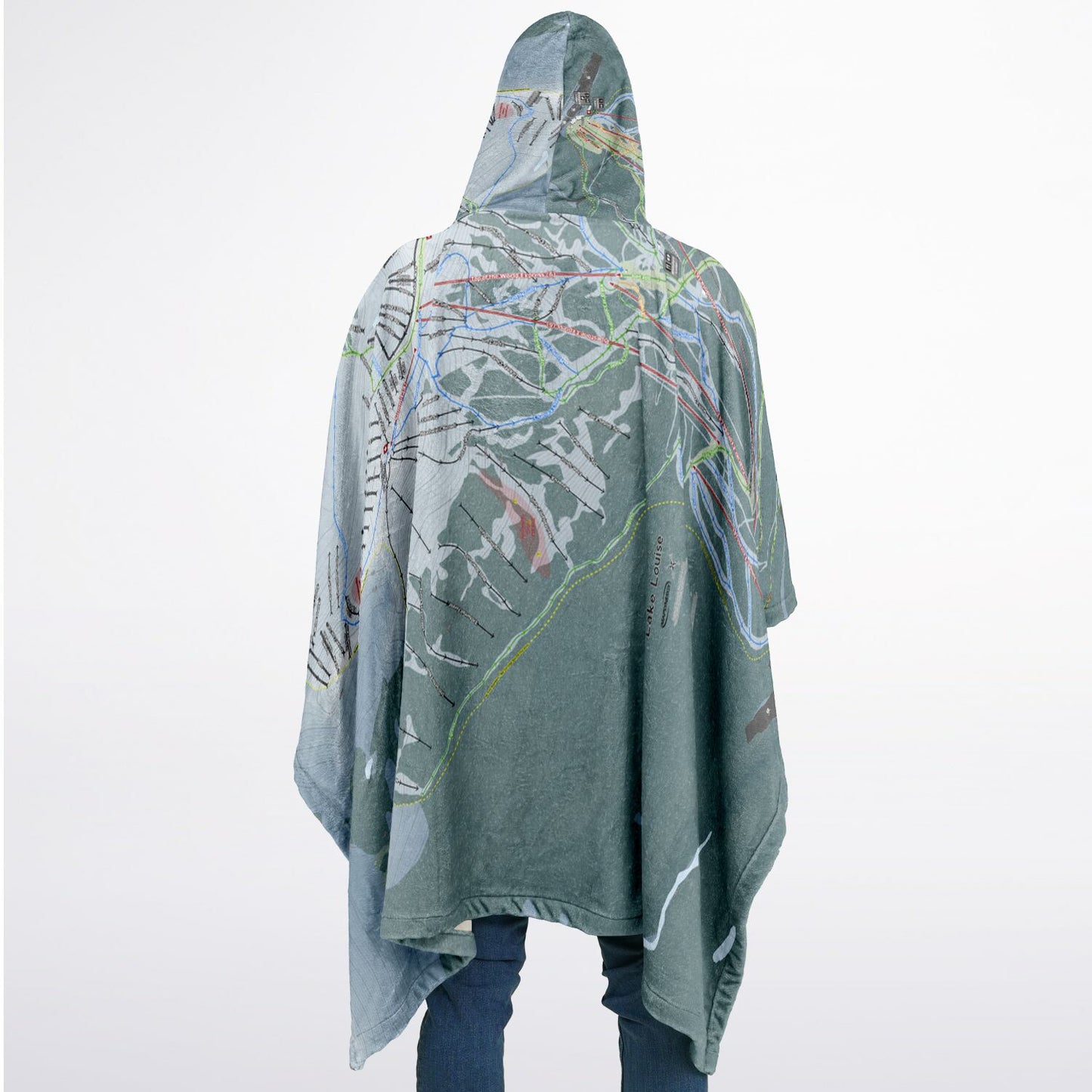 Lake Loiuse, Alberta Ski Resort Map Flannel Blanket Poncho