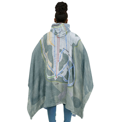 Northeast Slopes, Vermont Ski Resort Map Flannel Blanket Poncho