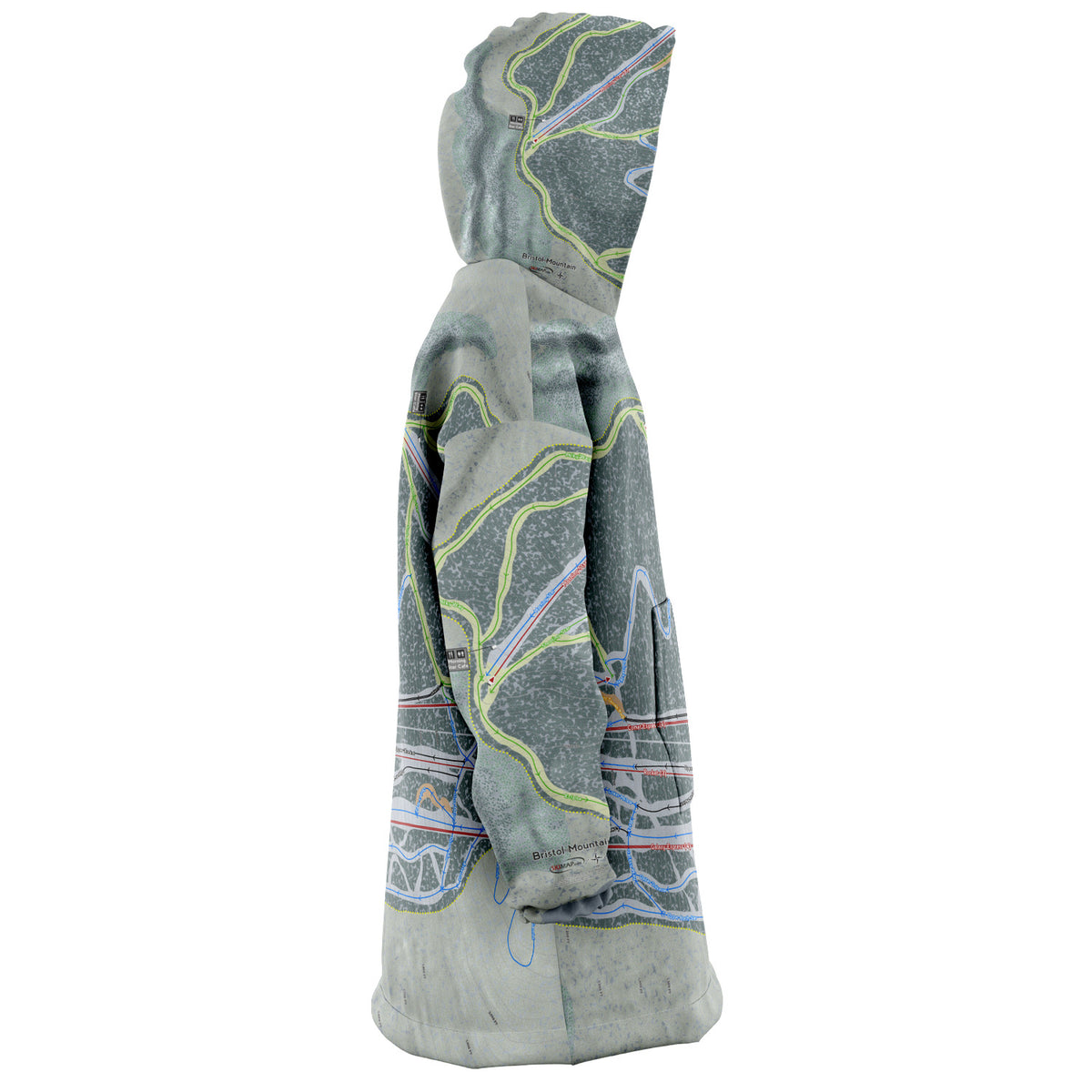 Bristol Mountain, New York Ski Trail Map - Snug Hoodie