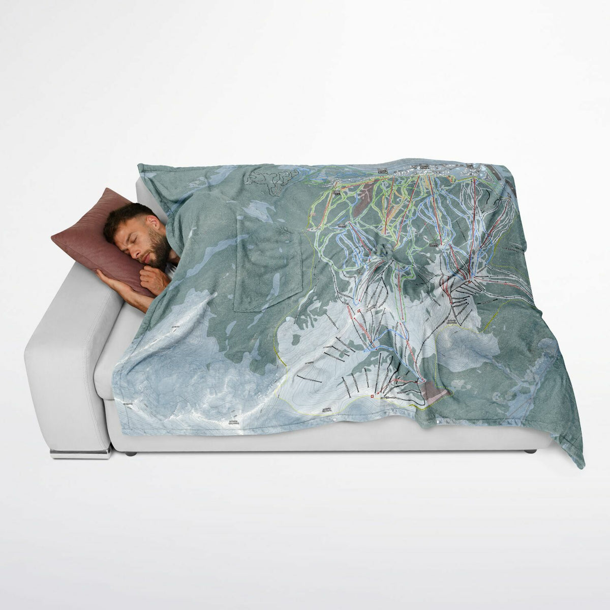 Copper Mountain, Colorado Ski Resort Map Flannel Blanket Poncho