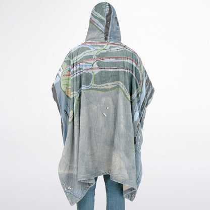 Shawnee Mountain, Pennsylvania Ski Resort Map Flannel Blanket Poncho