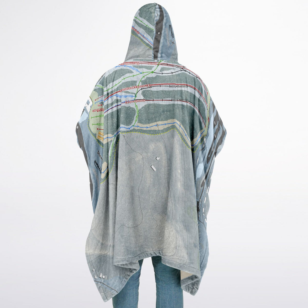 Shawnee Mountain, Pennsylvania Ski Resort Map Flannel Blanket Poncho