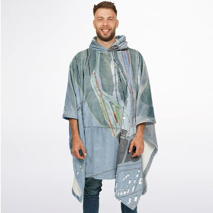 Woods Valley, New York Ski Resort Map Flannel Blanket Poncho