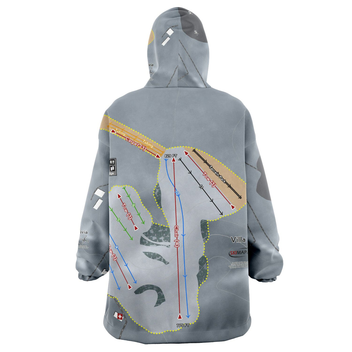 Villa Olivia, Illinois Ski Trail Map - Snug Hoodie