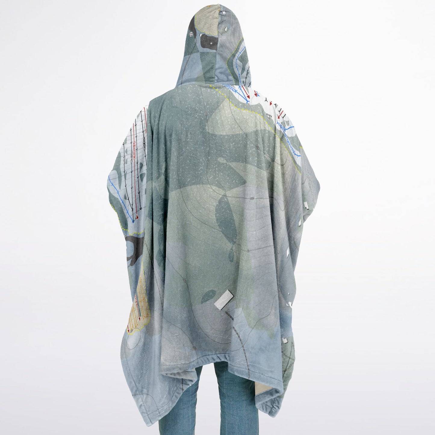 Nashoba Valley, Massachusetts Ski Resort Map Flannel Blanket Poncho