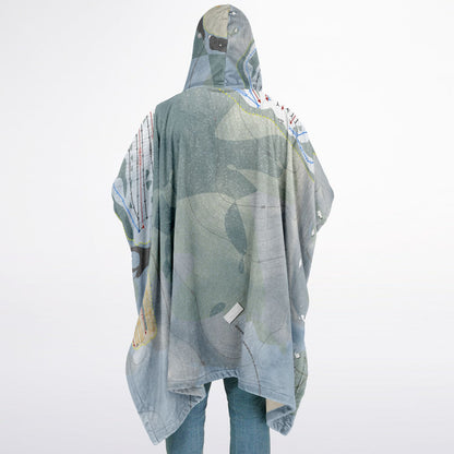 Nashoba Valley, Massachusetts Ski Resort Map Flannel Blanket Poncho