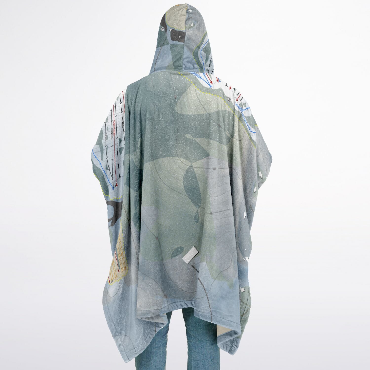 Nashoba Valley, Massachusetts Ski Resort Map Flannel Blanket Poncho