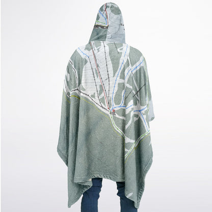 Turner Mountain, Montana Ski Resort Map Flannel Blanket Poncho