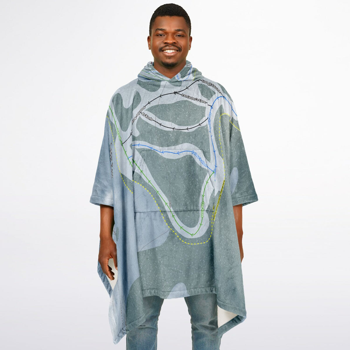 Cedar Pass, California Ski Resort Map Flannel Blanket Poncho