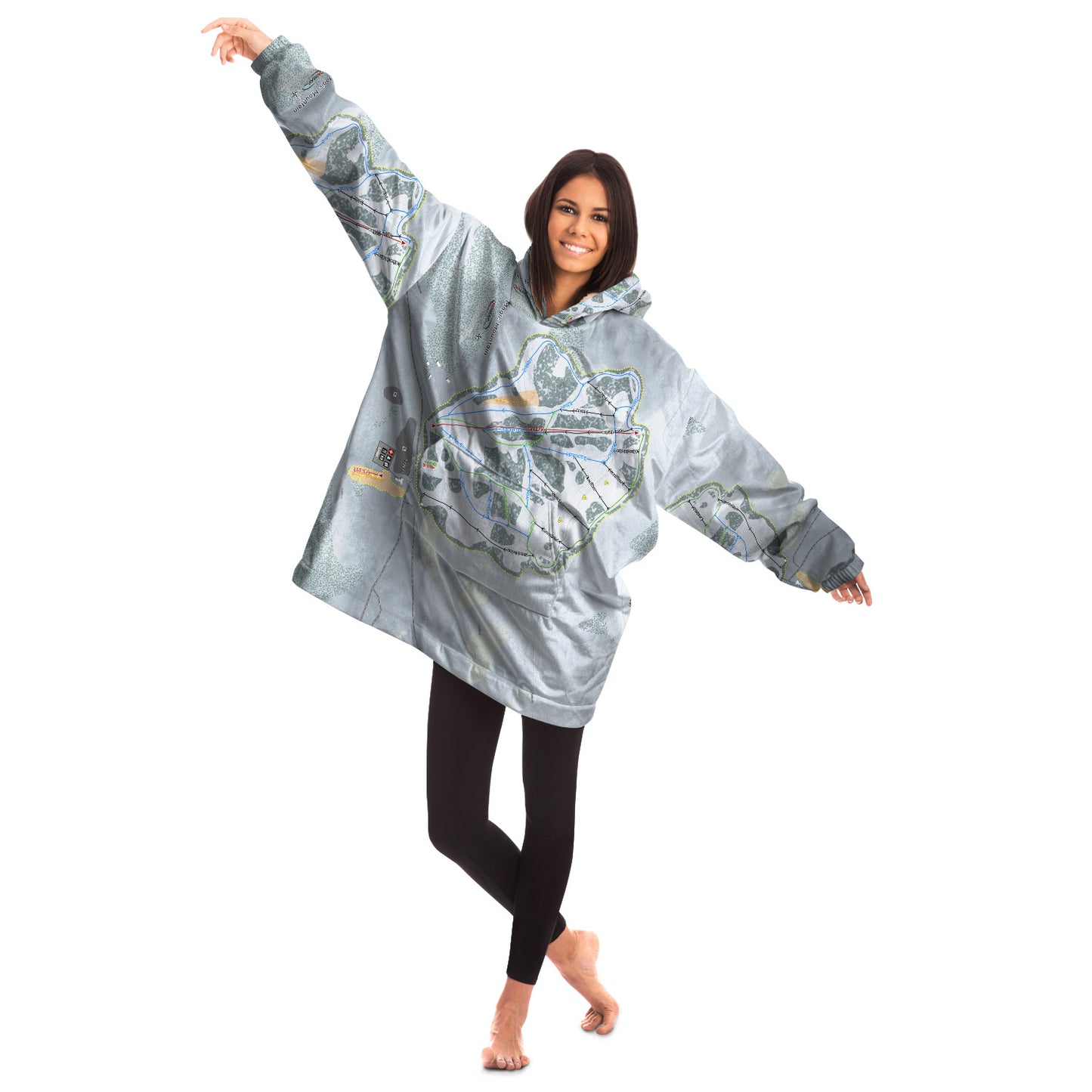 Magic Mountain, Idaho Ski Trail Map Snug Hoodie - Powderaddicts