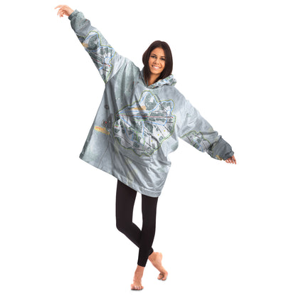 Magic Mountain, Idaho Ski Trail Map Snug Hoodie - Powderaddicts