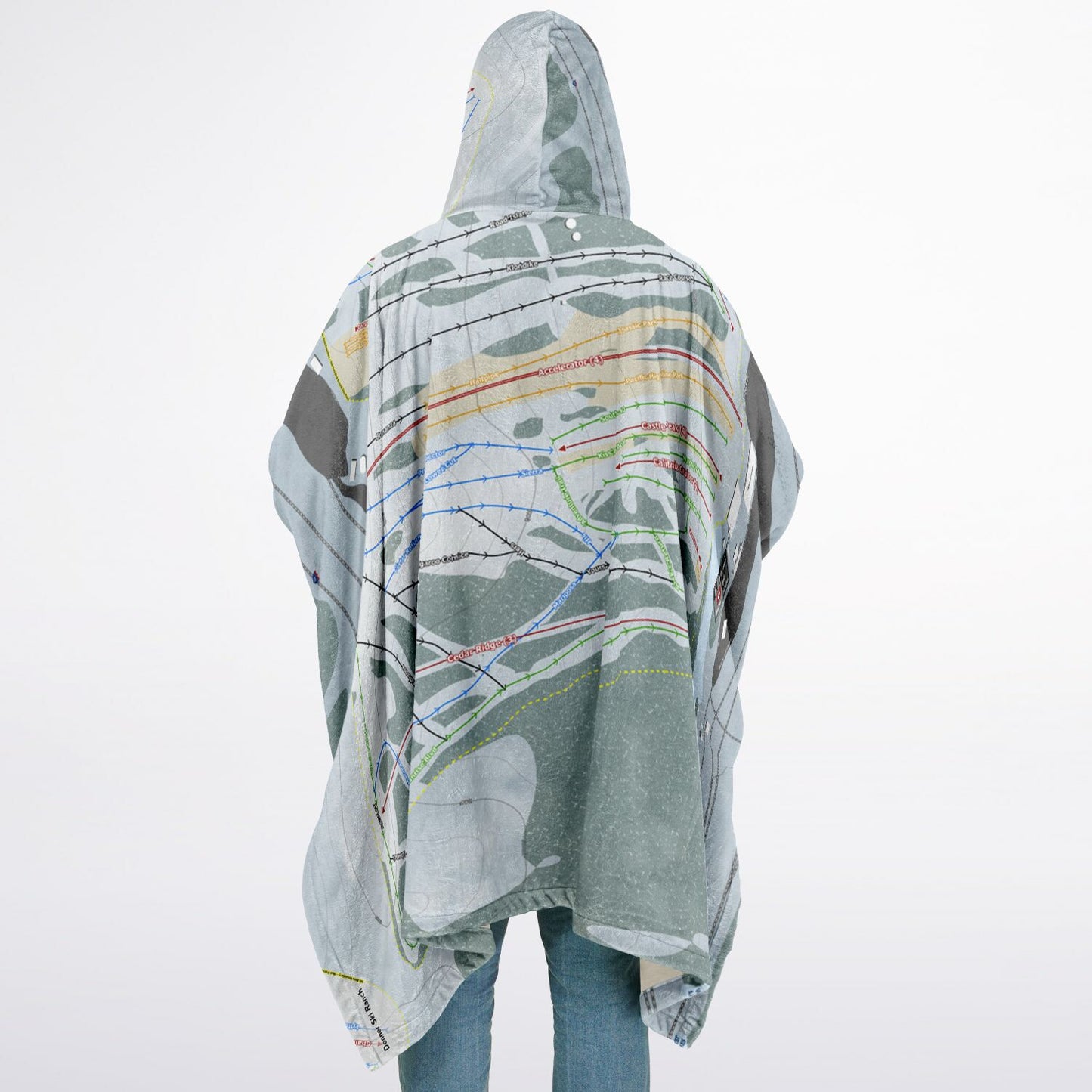 Boreal Mountain, California Ski Resort Map Flannel Blanket Poncho