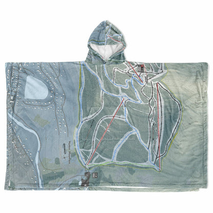 Hunter Mountain, New York Ski Resort Map Flannel Blanket Poncho