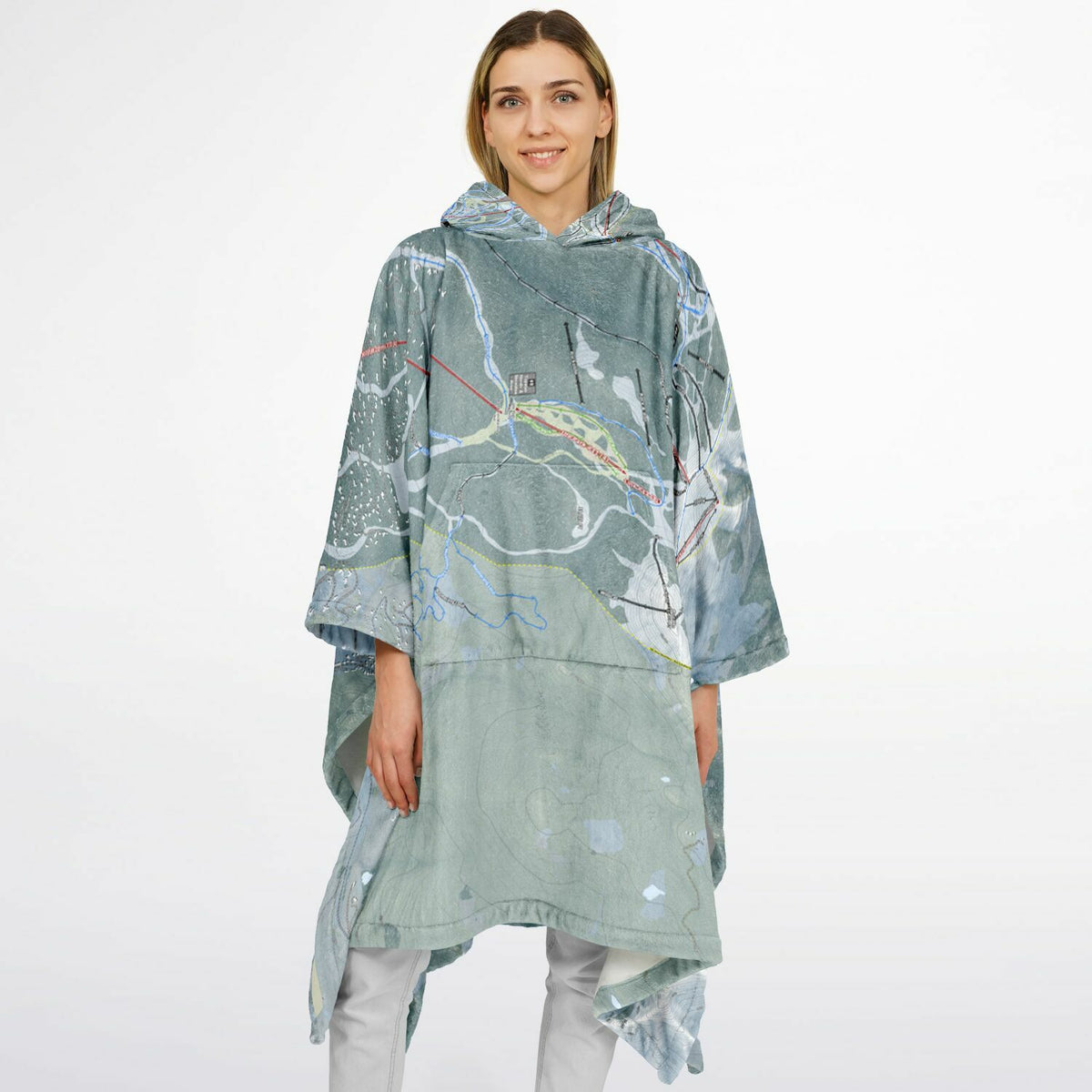 Telluride, Colorado Ski Resort Map Flannel Blanket Poncho