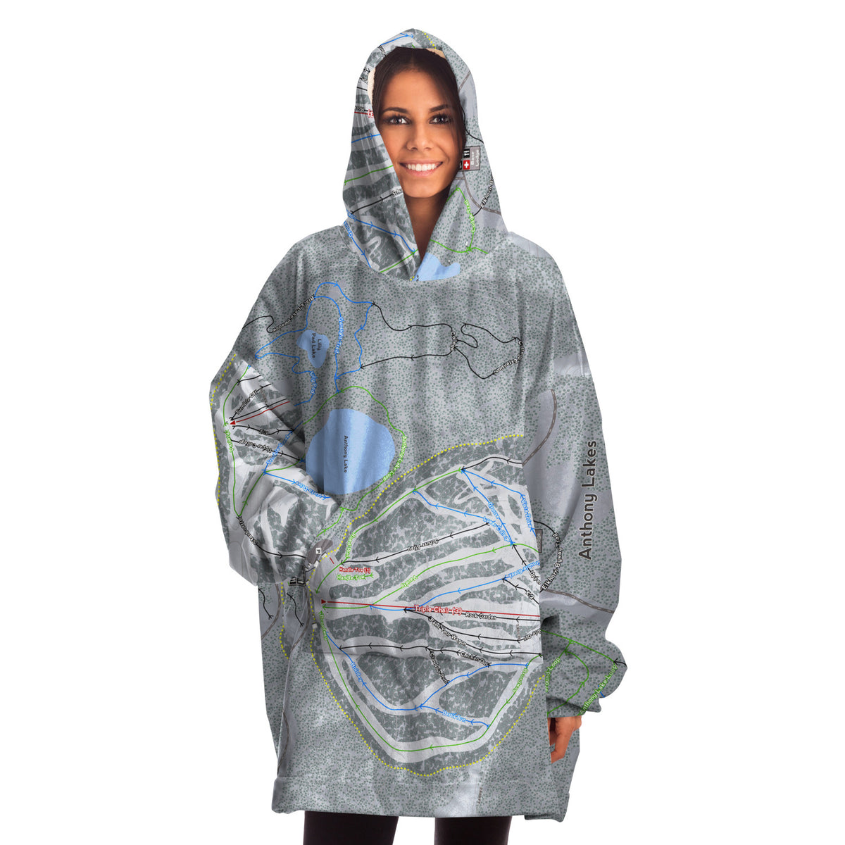 Anthony Lakes, Oregon Ski Trail Map - Snug Hoodie